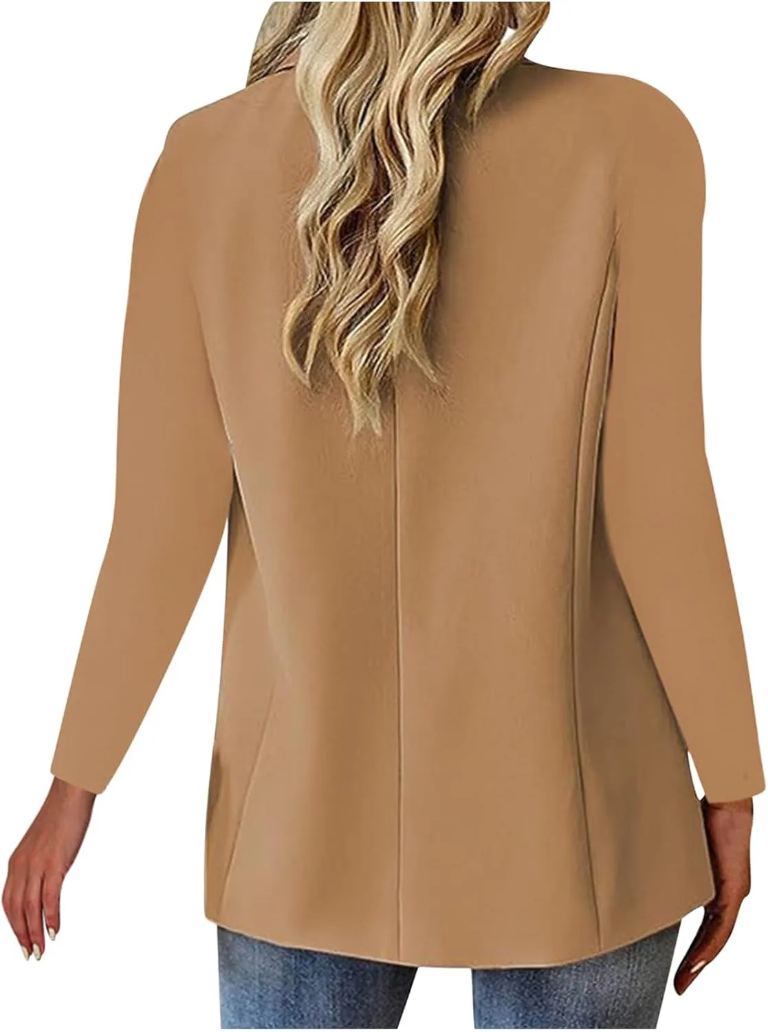 Women Long Sleeve Work Blazers Outerwear Trendy Lightweight Button Blazer Jacket Solid Open Front Outerwear Tops