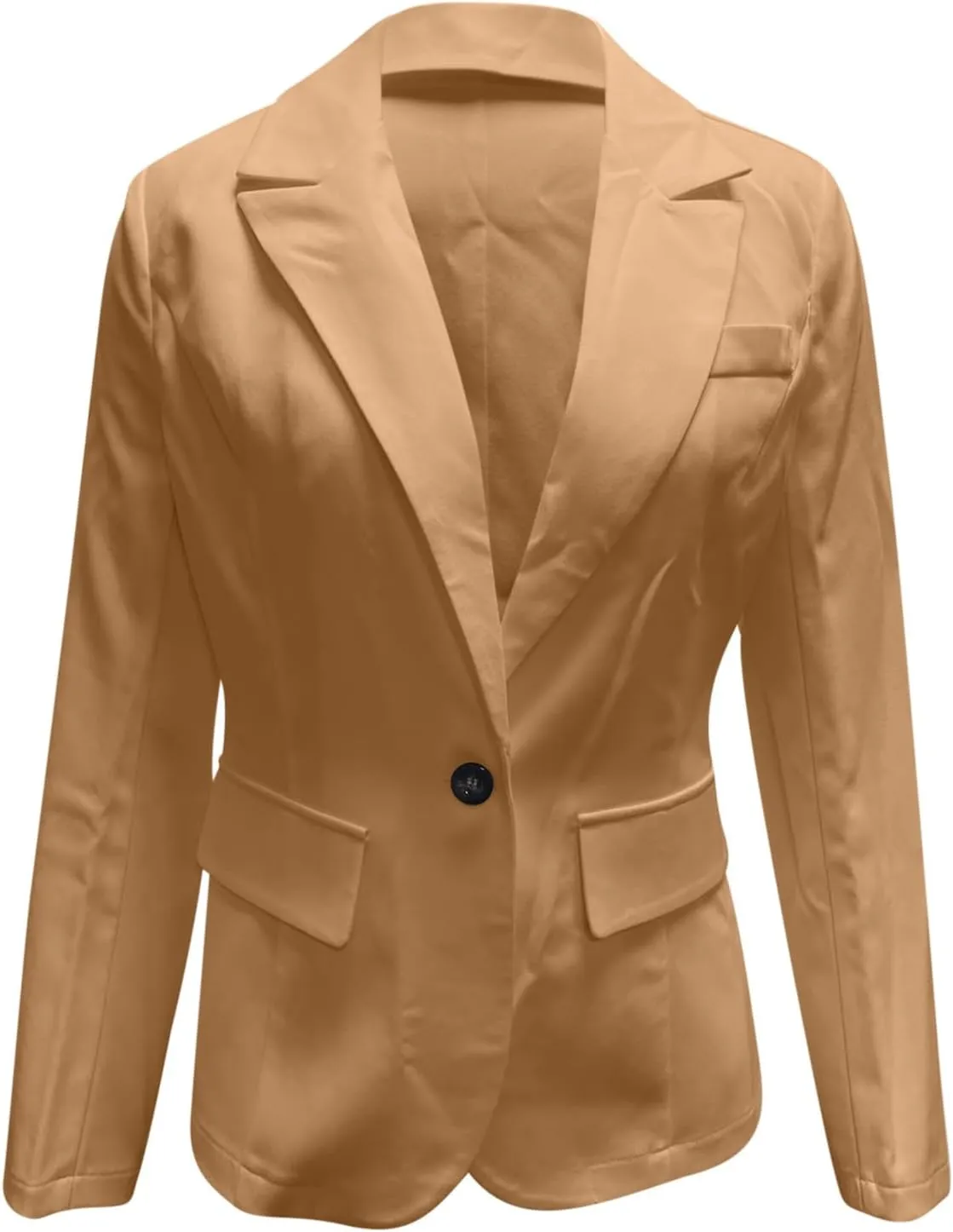 Women Long Sleeve Work Blazers Outerwear Trendy Lightweight Button Blazer Jacket Solid Open Front Outerwear Tops