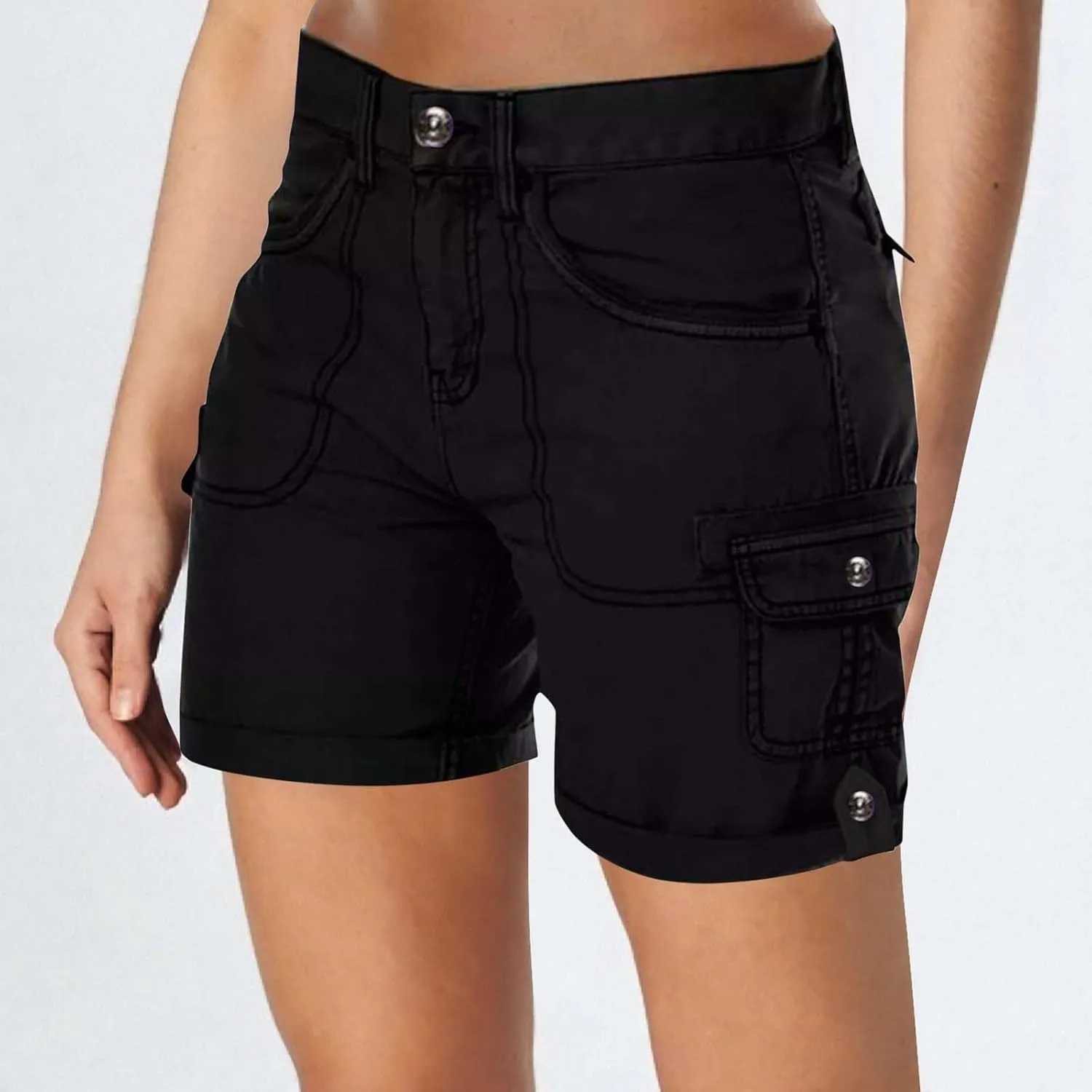 Womens Cargo Hiking Shorts Summer Casual High Waist Lightweight Cargo Shorts Althletic Workout Short with Pockets