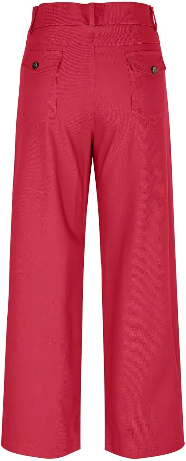 Womens Jeans Mid High Waisted Wide Leg Baggy Raw Hem Jeans Trendy Casual Denim Pants with Pockets Plus Size Trousers