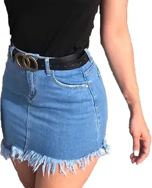 Women's Long Skirts Summer Denim Skirt Raw Hem Bodycon Stretch Casual High Waisted Jean Mini Skirt, S-2XL