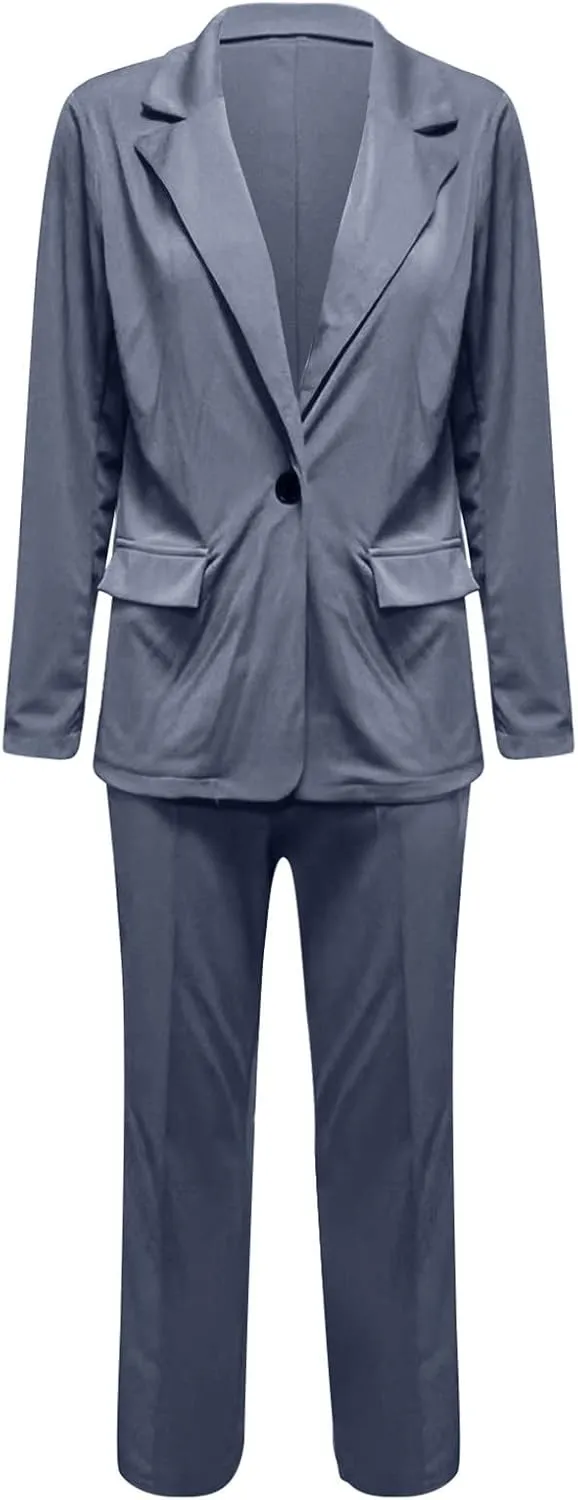 Womens Pant Suits Dressy Casual Two Piece Set Velvet Blazer and Pants Set Fashion Loose Party Prom Business Wedding Suits