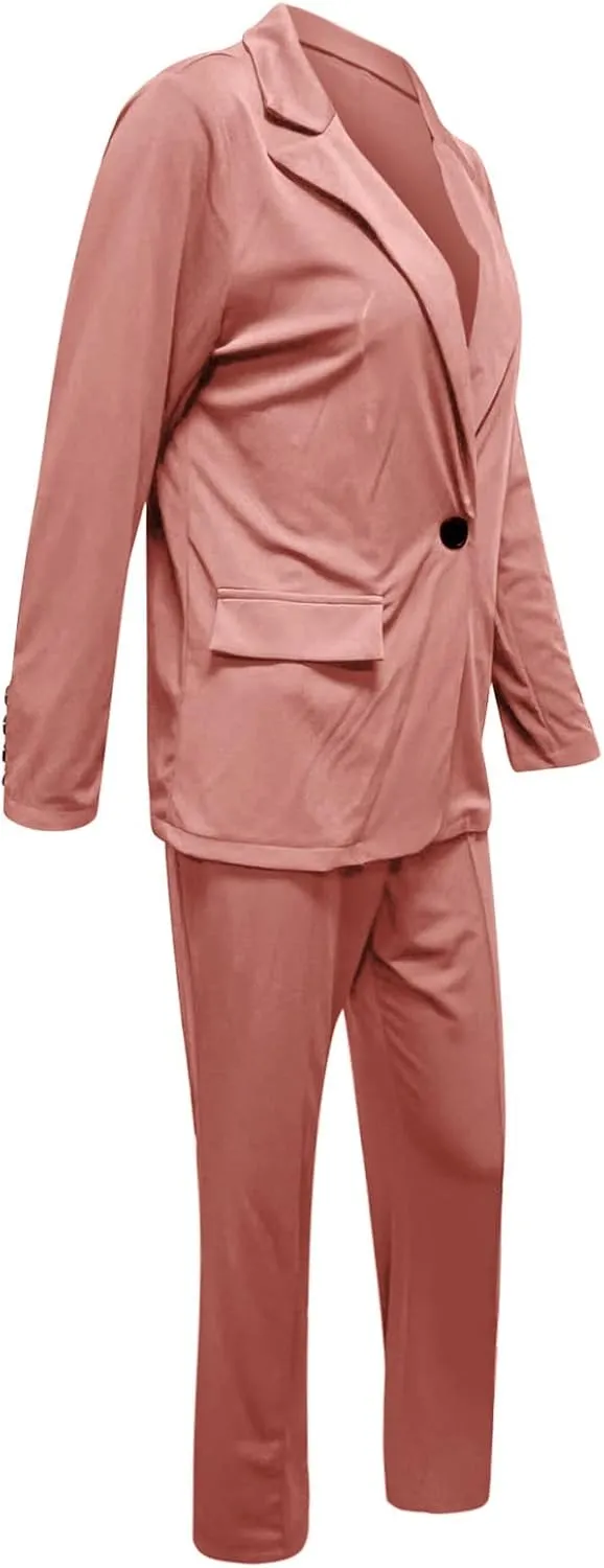 Womens Pant Suits Dressy Casual Two Piece Set Velvet Blazer and Pants Set Fashion Loose Party Prom Business Wedding Suits
