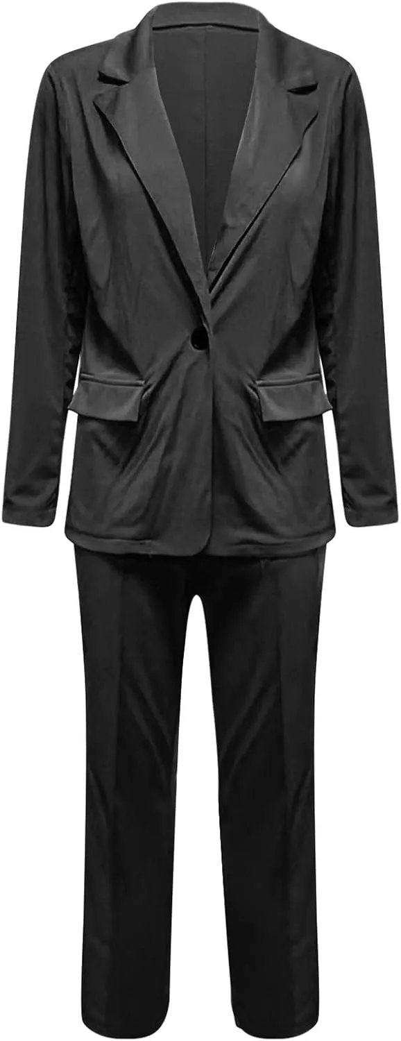 Womens Pant Suits Dressy Casual Two Piece Set Velvet Blazer and Pants Set Fashion Loose Party Prom Business Wedding Suits