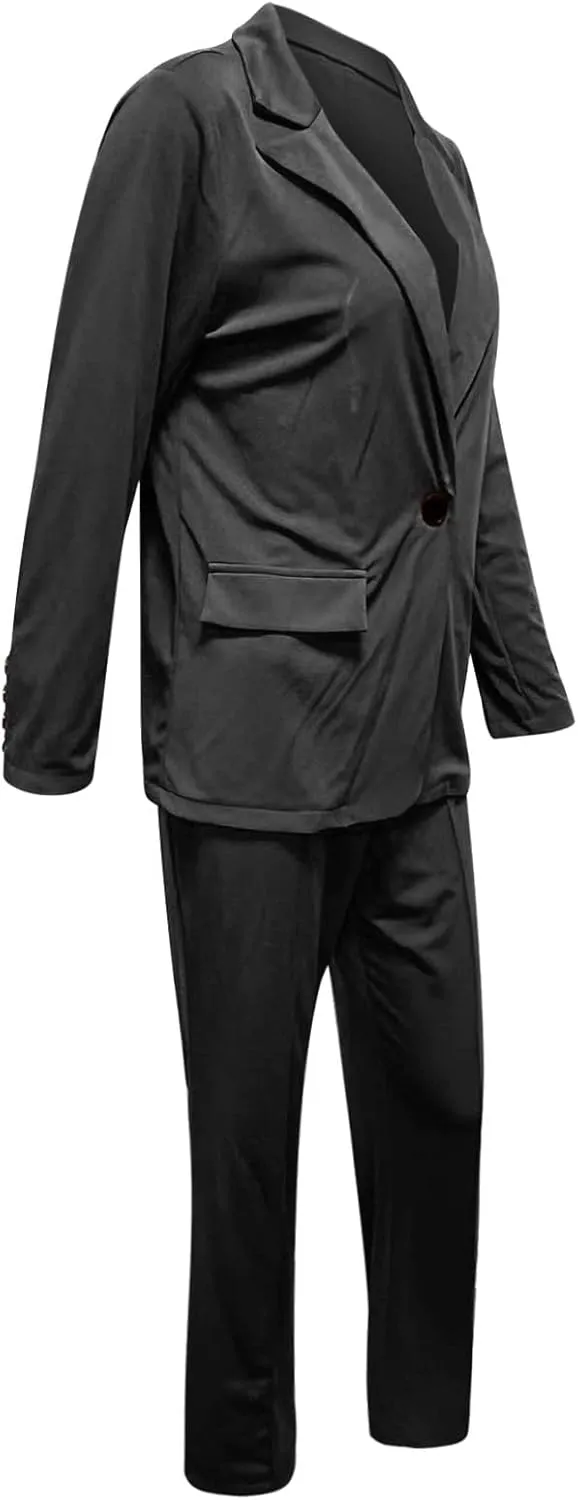 Womens Pant Suits Dressy Casual Two Piece Set Velvet Blazer and Pants Set Fashion Loose Party Prom Business Wedding Suits