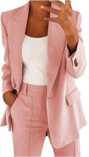 Womens Pant Suits Dressy Casual Two Piece Set Velvet Blazer and Pants Set Fashion Loose Party Prom Business Wedding Suits