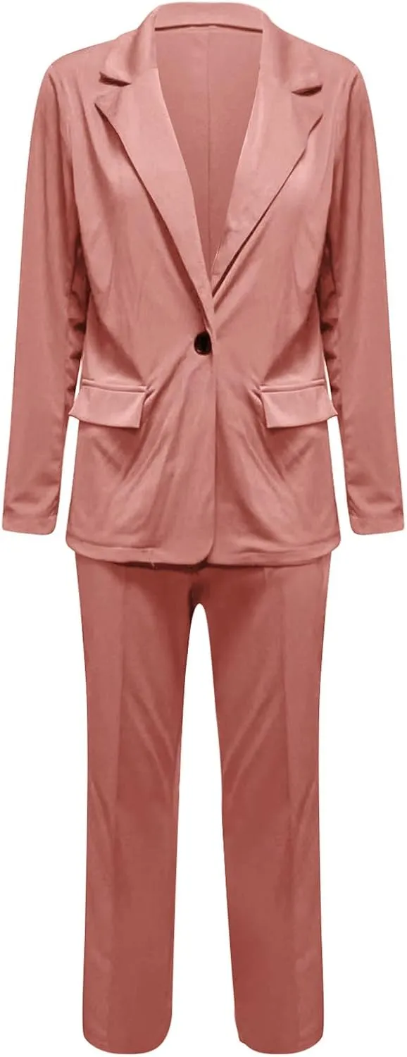 Womens Pant Suits Dressy Casual Two Piece Set Velvet Blazer and Pants Set Fashion Loose Party Prom Business Wedding Suits