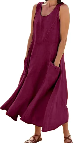 Womens Summer Maxi Dresses 2025 Loose Sleeveless Sundress Spaghetti Strap A-Line Flowy Vacation Maxi Long Dress