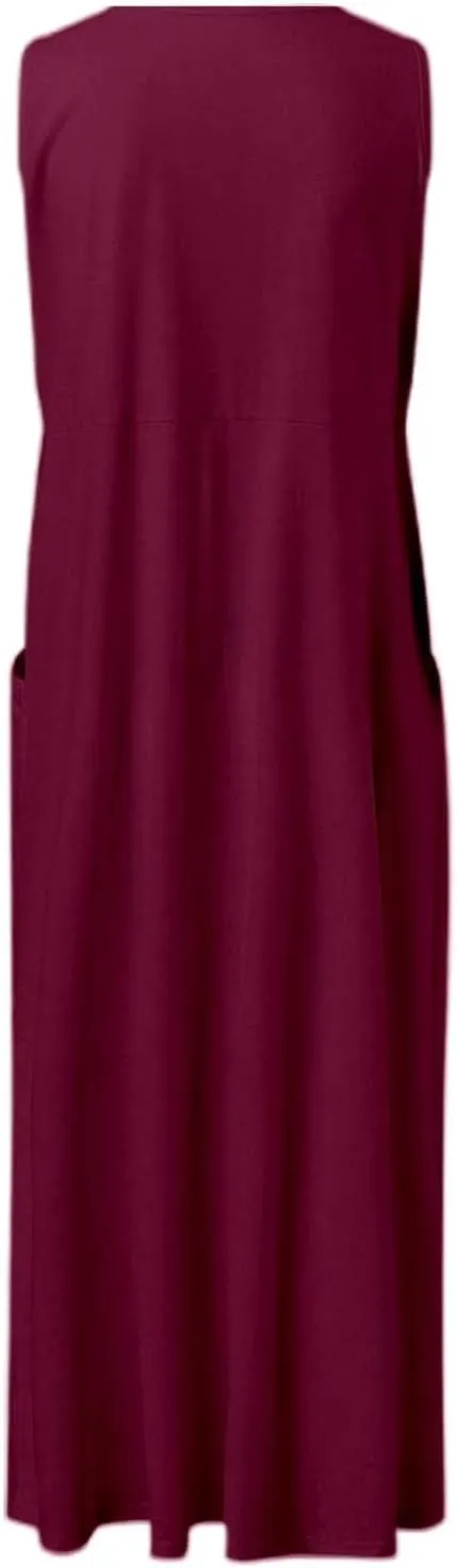 Womens Summer Maxi Dresses 2025 Loose Sleeveless Sundress Spaghetti Strap A-Line Flowy Vacation Maxi Long Dress
