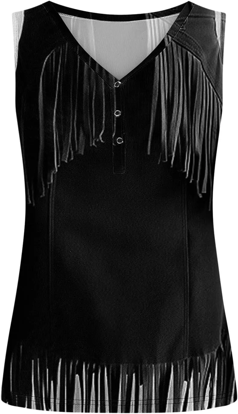 Women's Summer Sleeveless Tops Western Ethnic Style Print Feather Graphic Tank Top Slim Stretchy Workout Shirt Tee