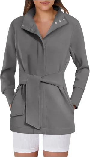 Women's Trench Coat Short Casual Spring Fall Fashion jackets 2024 Classic Lapel Overcoat Outerwear With Belt