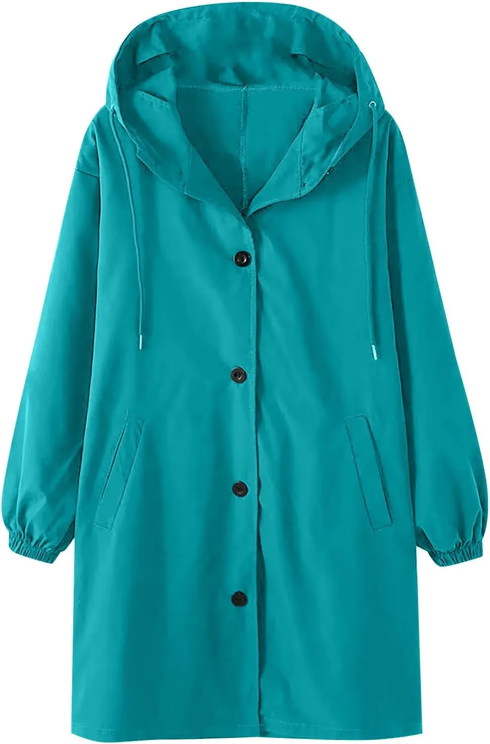 Womens Trench Coats with Hood Oversize Long Single-Breasted Windbreaker Plus Size Lightweight Elegant PeaCoat Overcoat