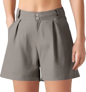 Womens Wide Leg Suit Tailored Shorts Casual High Waist Dressy Work Short Pants Summer Dress Shorts with Pockets