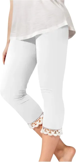Youth Girls Cropped Legging Sweatpants Hollow Tassels Stretchy Cute Skinny Tights Comfy Slim Soft Pants for Kids Girls